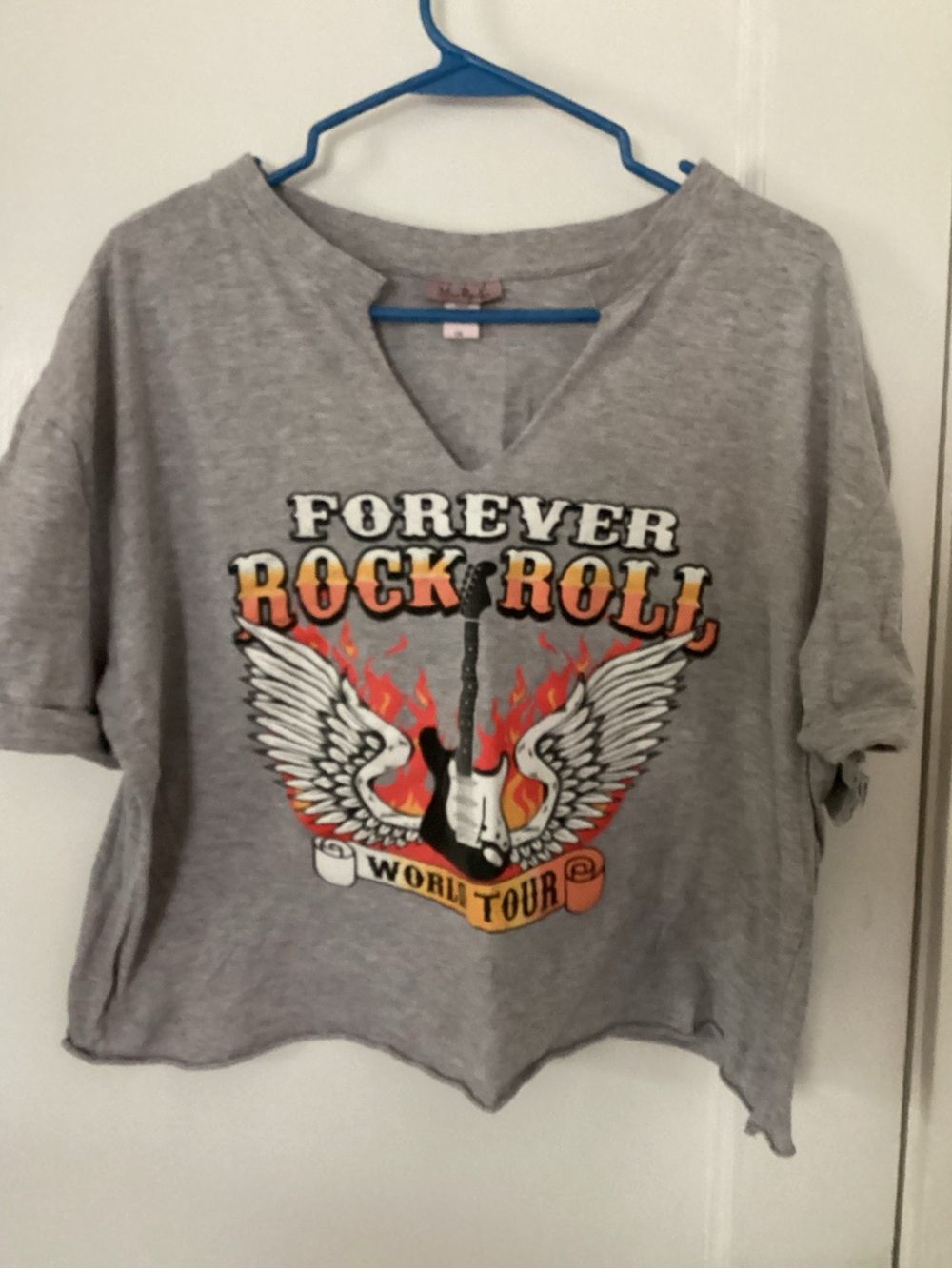 Forever Rock 'N' Roll Gray Graphic Crop Top